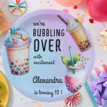 Bruisend van opwinding bobba-thema verjaardag