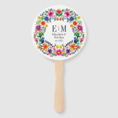 Bruisende Aquarel Bloemrijke Fiesta Bruiloftsgesch Handwaaier (Voorkant)