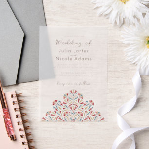 Bruisende bloemengeur Delight Mandala Bruiloft Vellum Uitnodigingen