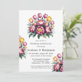 Bruisende Bloemige Harmonie Huwelijksviering Kaart (Staand voorkant)