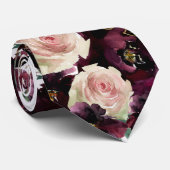Bruisende Blush Bordeaux Desdemona Rozen Bruiloft Stropdas (Opgerold)