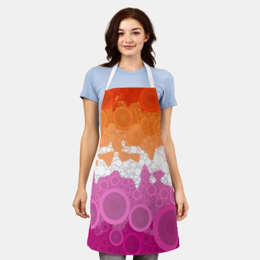 Bruisende Boheemse Groovy Abstract Lesbische Pride Schort (Gedragen)