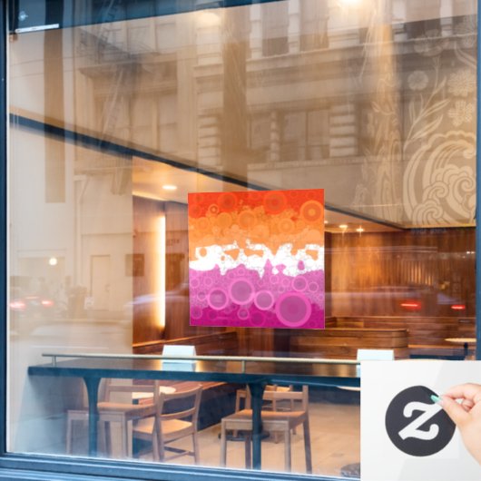 Bruisende Boheemse Groovy Abstracte Lesbische Prid Raamsticker (Cafe Raam)