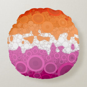 Bruisende Boheemse Groovy Abstracte Lesbische Prid Rond Kussen