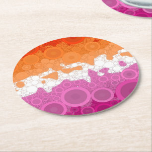 Bruisende Boheemse Groovy Abstracte Lesbische Prid Ronde Kartonnen Onderzetter
