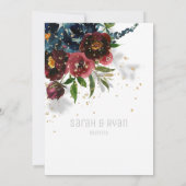 Bruisende bordeaux marine huwelijksuitnodiging aankondiging (Achterkant)