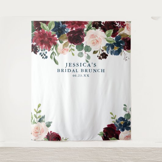 Bruisende Bourgogne Achtergrond Foto Booth Trouwfe Wandkleed (Voorkant)