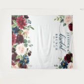 Bruisende Bourgondië Bruidsuitnodiging Fotocabine Wandkleed (Voorkant (horizontaal))