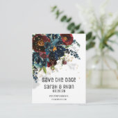 Bruisende Bourgondië Navy Trouw Save The Date Aankondiging (Staand voorkant)