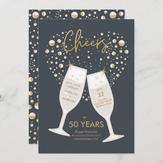 Bruisende Bruiloft Champagne Trouwjubileum Feest Kaart (Voorkant / Achterkant)