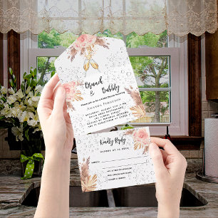 Bruisende Bruiloftsborrel met Pampas Gras RSVP All In One Uitnodiging