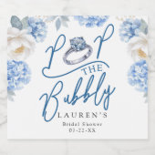 Bruisende Bruiloftsshower Champagne Etiket Blauw (Enkel label)