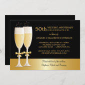 Bruisende champagne 50ste huwelijksverjaardag fees kaart (Voorkant / Achterkant)