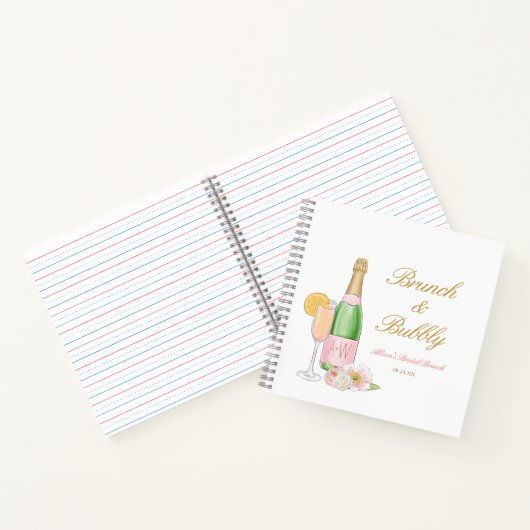 Bruisende Champagne Bruids Brunch Guestbook Notitieboek (Binnen)