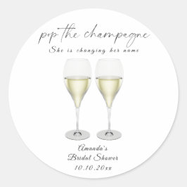 Bruisende champagne Bruids douche Ronde Sticker