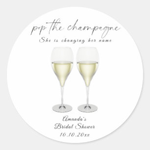 Bruisende champagne Bruids douche Ronde Sticker