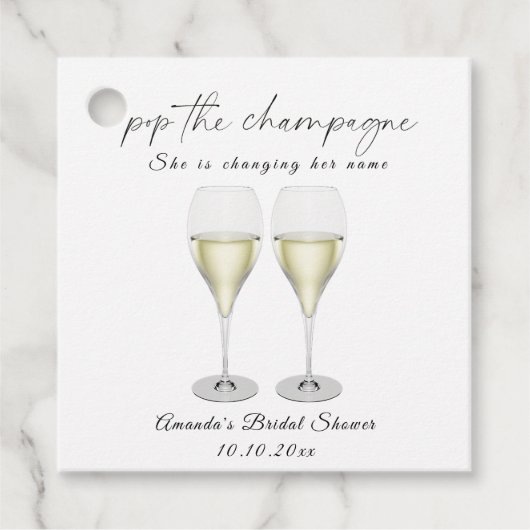 Bruisende champagne bruidsdouche bedankjes labels (Voorkant)