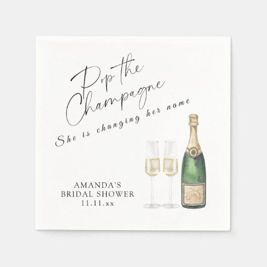 Bruisende champagne Bruidsdouche Servet (Voorkant)