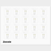 Bruisende champagne Bruidsdouche Vierkante Sticker (Vel)