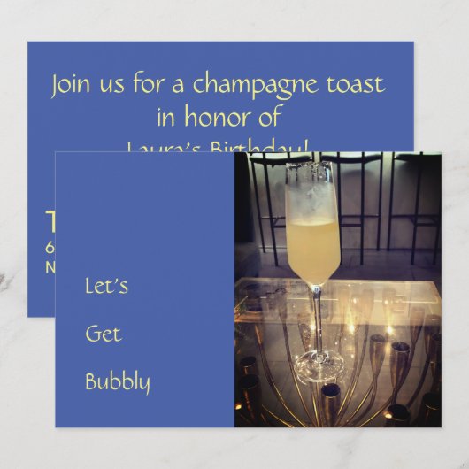 Bruisende Champagne Bruiloft Uitnodiging (Voorkant / Achterkant)