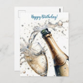 Bruisende champagne Gefeliciteerd Briefkaart (Voorkant / Achterkant)