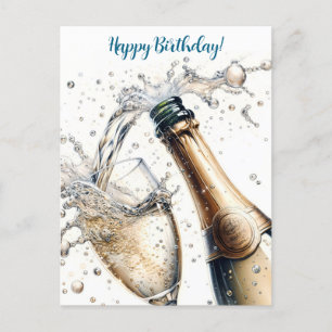 Bruisende champagne Gelukkige verjaardag Briefkaart