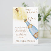 Bruisende Champagne leuke koppels verlovingsfoto Bedankkaart (Staand voorkant)