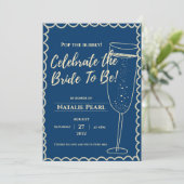 Bruisende Champagne Thema Bruidsfeest  Kaart (Staand voorkant)