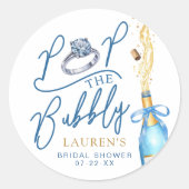 Bruisende Champagne Trouwfeest Favor Ronde Sticker (Voorkant)