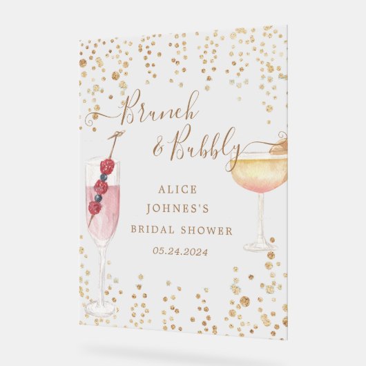 Bruisende Cocktails Gouden Glitter Bruidsbrunch Acryl Bord (Hoek)