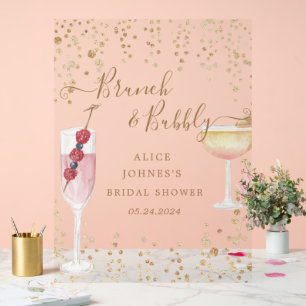 Bruisende Cocktails Gouden Glitters Bruids Brunch Acryl Bord