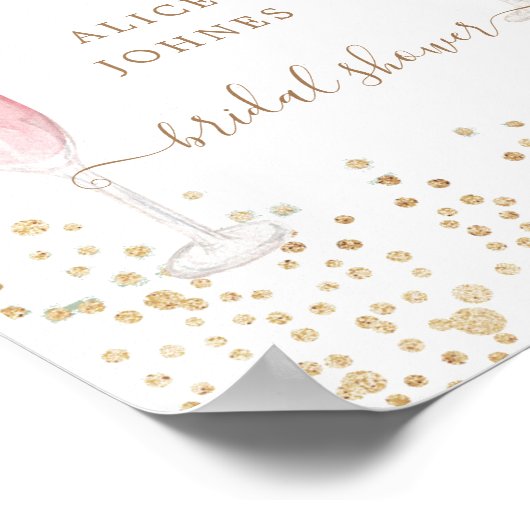 Bruisende cocktails gouden glitters bruids brunch poster (Hoek)