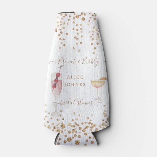 Bruisende cocktails gouden glitters bruidsbrunch flesjeskoeler (Voorkant)