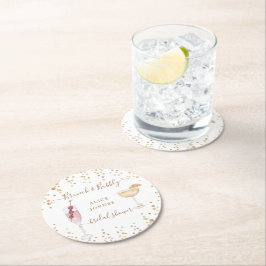 Bruisende cocktails gouden glitters bruidsbrunch ronde kartonnen onderzetter