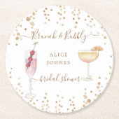 Bruisende cocktails gouden glitters bruidsbrunch ronde kartonnen onderzetter (Voorkant)