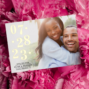 Bruisende datum Foto save the date Folie Uitnodiging