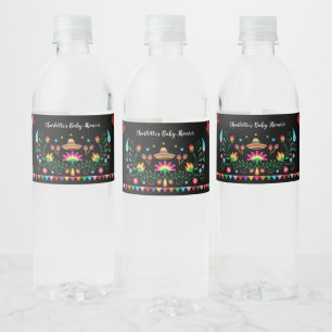 Bruisende Fiesta Baby Shower Mexicaans Verjaardags Waterfles Etiket