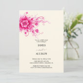 Bruisende Fuchsia Waterverf Bloemen Bruiloft Kaart (Staand voorkant)