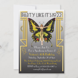 Bruisende jaren 20 Art Deco Flapper Feest Uitnodig Kaart