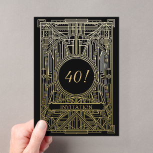 Bruisende jaren 20 art deco great gatsby verjaarda acryl uitnodigingen