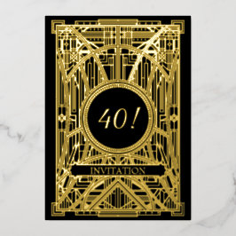 Bruisende jaren 20 Art Deco Grote Gatsby Folie Uitnodiging