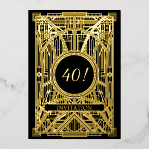 Bruisende jaren 20 Art Deco Grote Gatsby Folie Uitnodiging