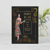 Bruisende Jaren 20 Flapper Art Deco Gatsby Bruidsd Kaart (Staand voorkant)