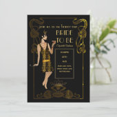 Bruisende Jaren 20 Flapper Art Deco Gatsby Bruidsd Kaart (Staand voorkant)