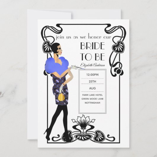 Bruisende Jaren 20 Flapper Art Deco Gatsby Bruidsd Kaart (Voorkant)