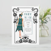 Bruisende Jaren 20 Flapper Gangster Bruiloft Bruid Kaart (Staand voorkant)