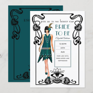Bruisende Jaren 20 Flapper Gangster Bruiloft Bruid Kaart