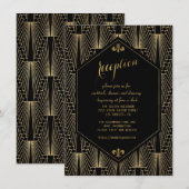 Bruisende Jaren 20 Great Gatsby Art Deco Ontvangst Kaart (Voorkant / Achterkant)