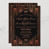 Bruisende jaren 20 Great Gatsby Koper Art Deco Tro Kaart (Voorkant / Achterkant)