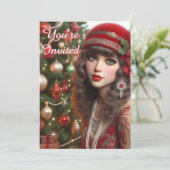 Bruisende Jaren Twintig Vakantie Flapper Kerstfees Kaart (Staand voorkant)